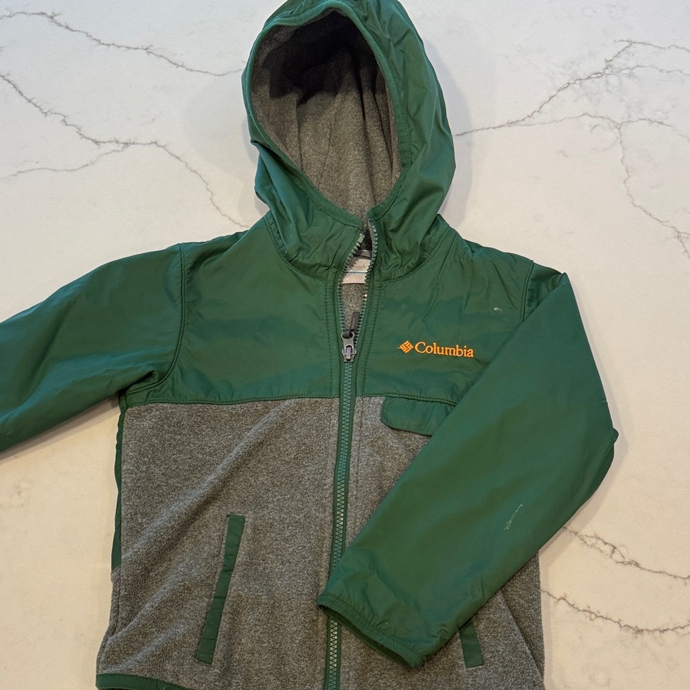 Kids Columbia Forest Green and Charcoal Hooded Jacket